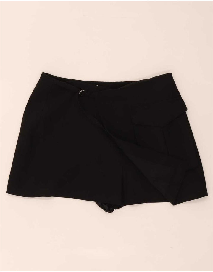 Zara Mujer Skort Casual Shorts Grande W30 Poliéster Negro