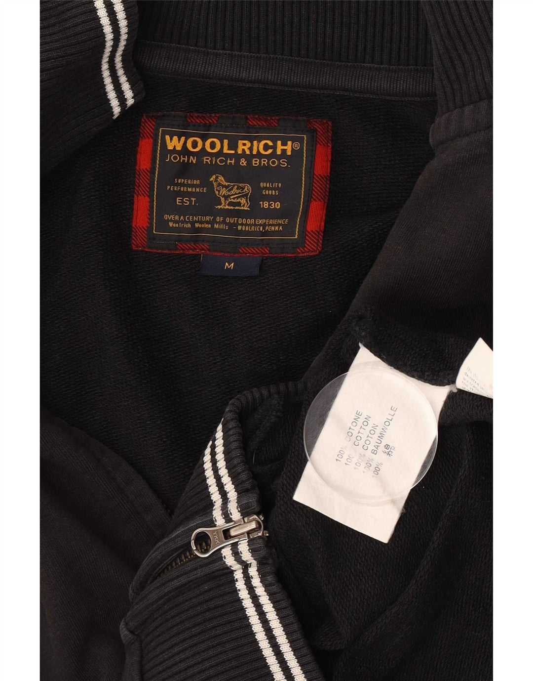 Woolrich Hombre Chándal Top Chaqueta Mediana Algodón Negro
