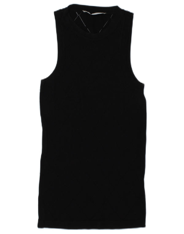 Zara Mujer Chaleco Top UK 12 Medium Negro