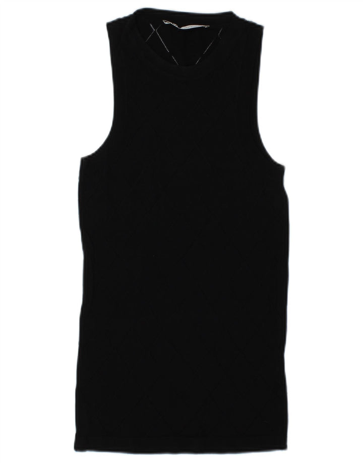 Zara Mujer Chaleco Top UK 12 Medium Negro