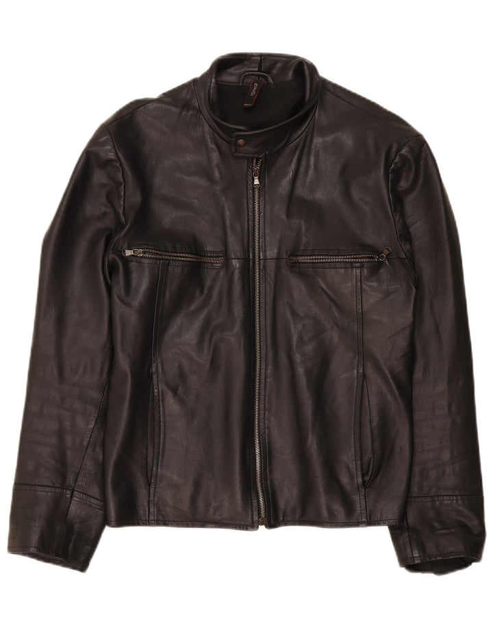 Gotelli Chaqueta de cuero para hombre IT 46 Small Cuero negro