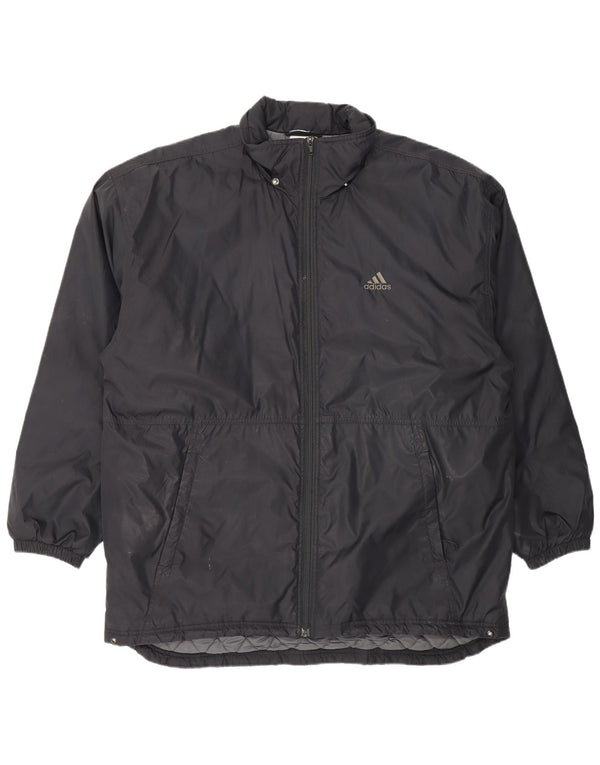 Adidas - Chaqueta cortavientos holgada para hombre, talla 44/46, poliamida negra grande