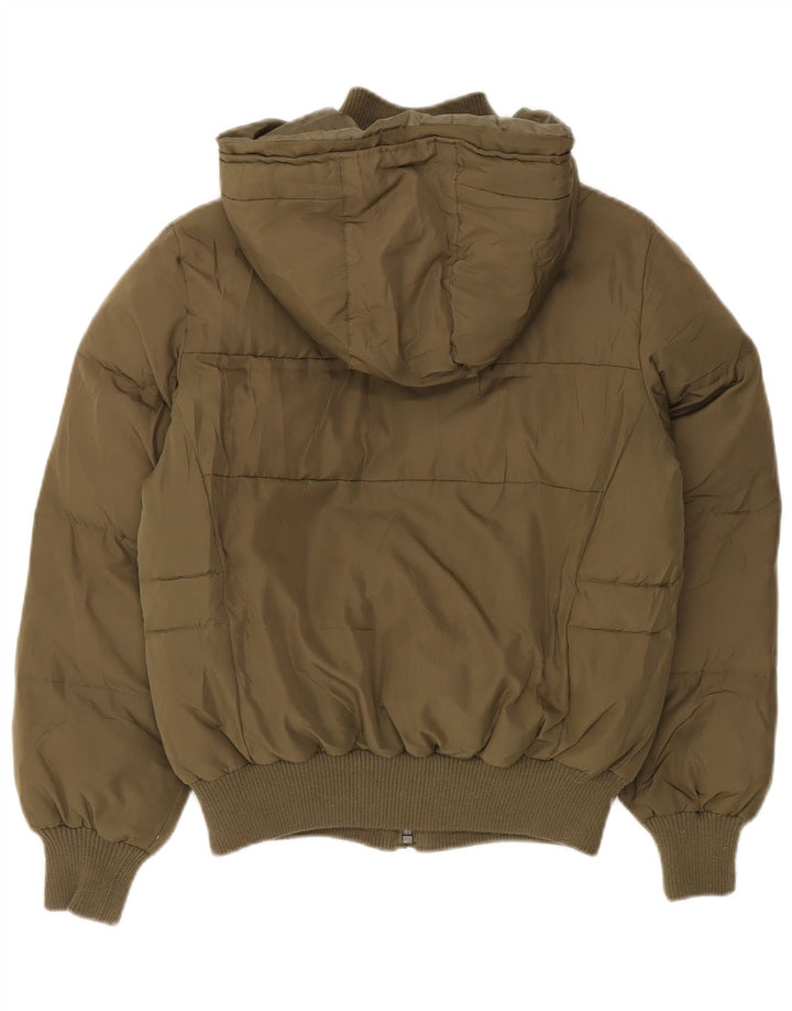 LEE Chaqueta acolchada extragrande con capucha para mujer UK 10 Small Caqui Poliéster