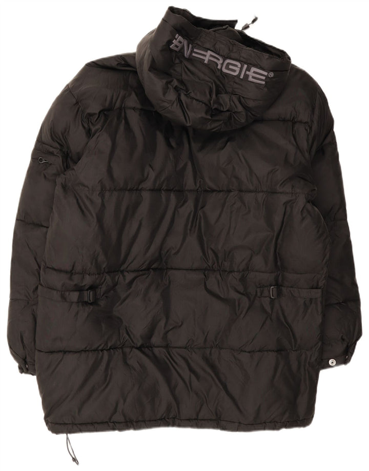 Energie Chaqueta acolchada con capucha y gráfico para hombre UK 38 Medium Black Nylon