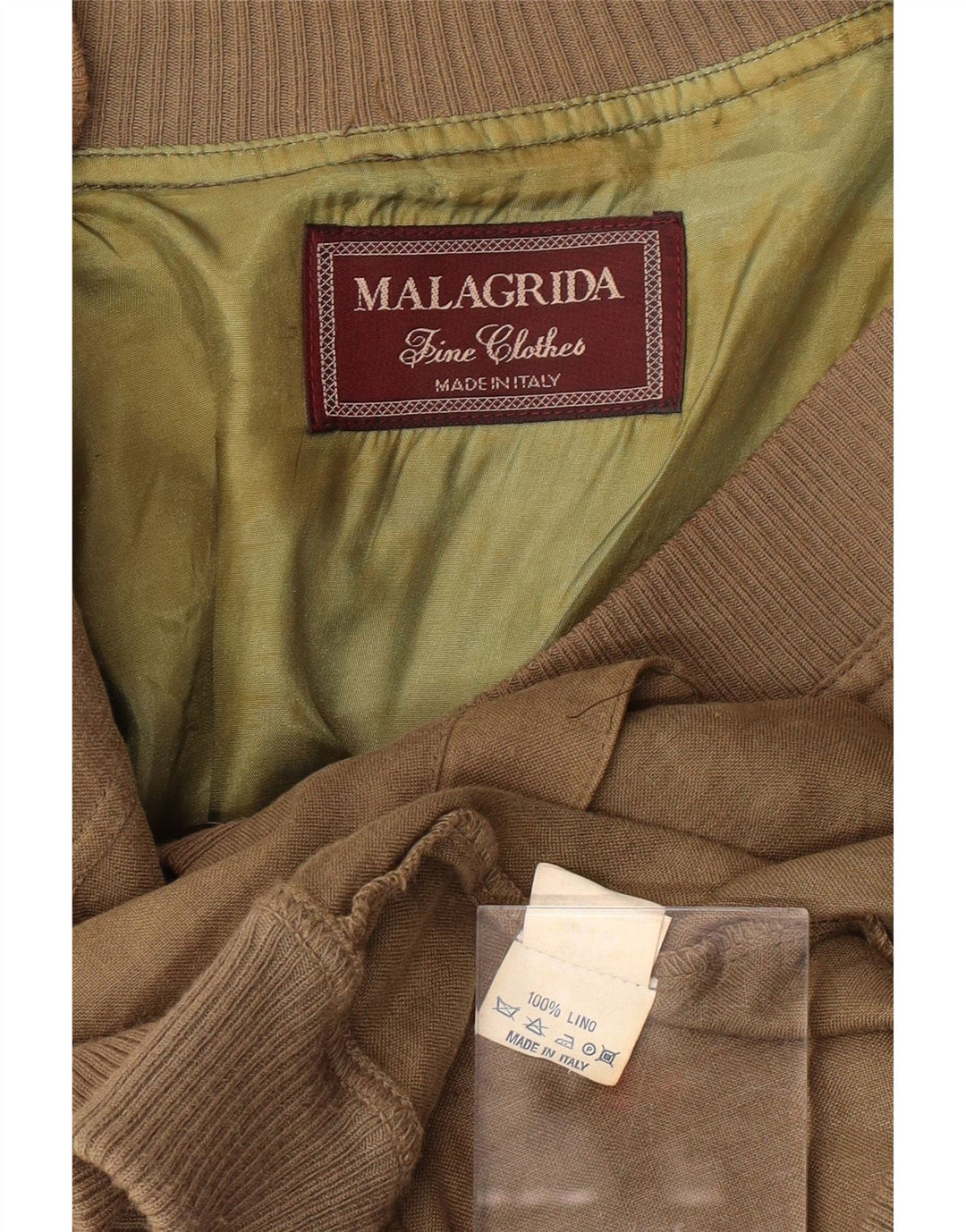 MALAGRIDA Mens Bomber Jacket UK 42 XL Beige Linen