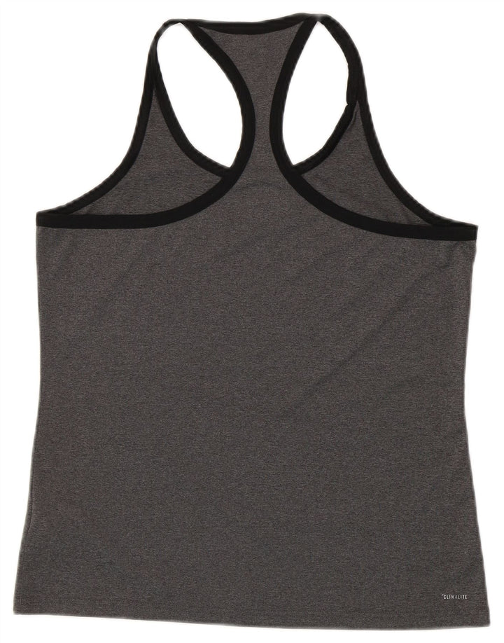 ADIDAS Mujer Climalite Graphic Vest Top UK 12/14 Poliéster gris medio