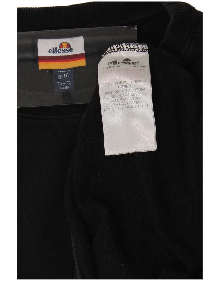 Ellesse - Sudadera extragrande para mujer, talla 40, talla grande, algodón negro