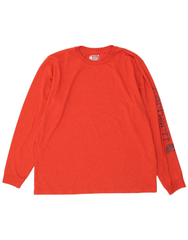 Carhartt Mens Relaxed Fit Graphic Top Manga Larga XL Algodón Naranja