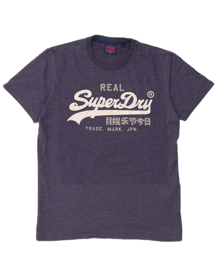 Superdry Hombre Camiseta Gráfica Top XL Azul Marino Algodón