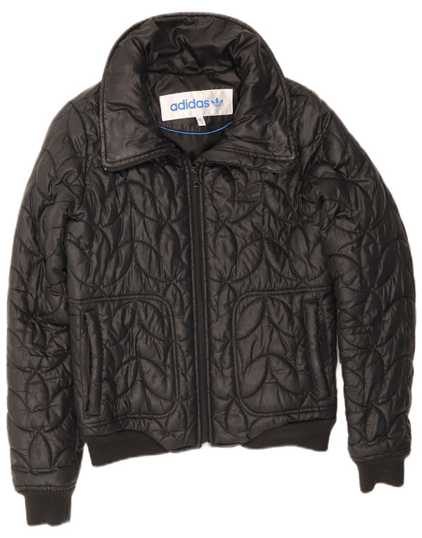 Adidas Mujer Bomber Chaqueta Acolchada Reino Unido 12 Mediano Negro Poliéster