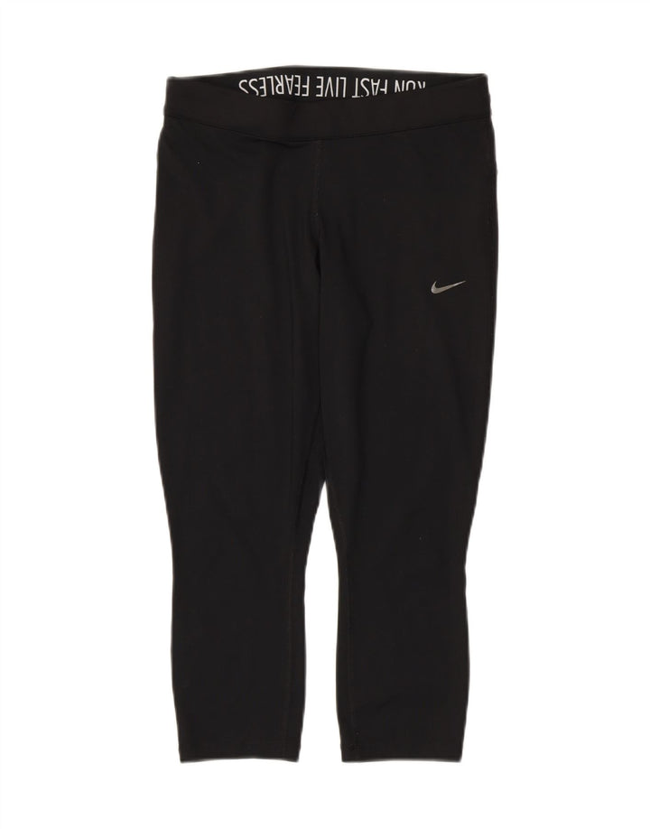 NIKE Womens Dri Fit Capri Leggings UK 12 Medium  Black Polyester Vintage Nike and Second-Hand Nike from Messina Hembry 
