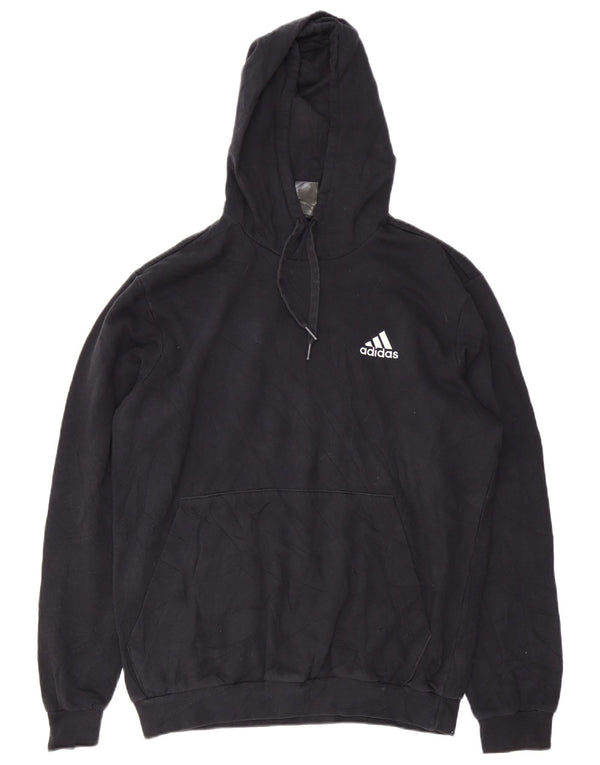 Adidas - Sudadera con capucha para hombre, ajuste regular, talla grande, algodón negro