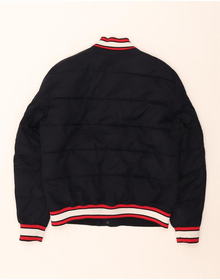 Zara Hombre Chaqueta Acolchada UK 40 Grande Poliéster Azul Marino
