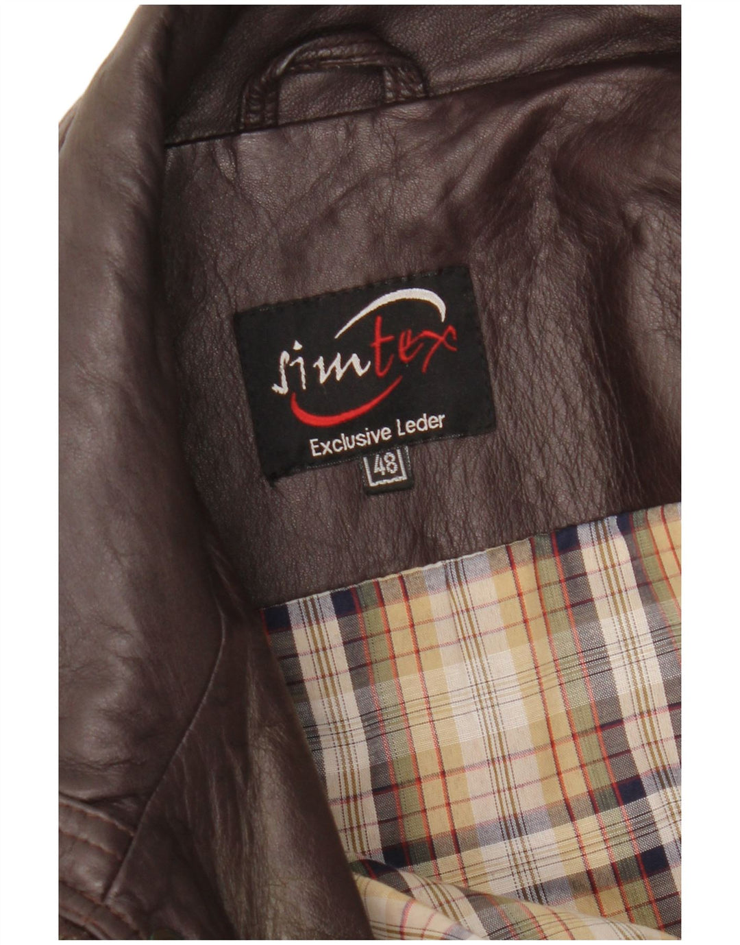 Chaqueta de cuero vintage para hombre IT 48 cuero marrón medio