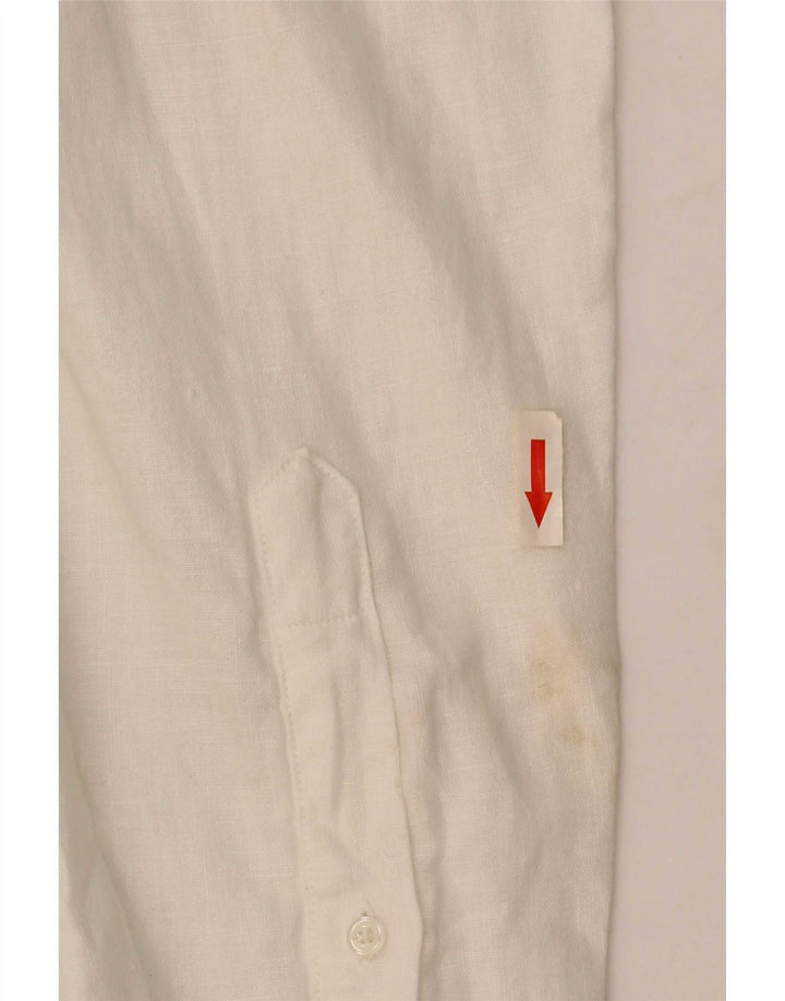 Camisa Trussardi Hombre Talla 43 Grande Lino Blanco
