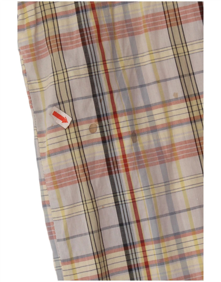 Vintage mujer camisa vestido Reino Unido 14 medio multicolor cheque algodón