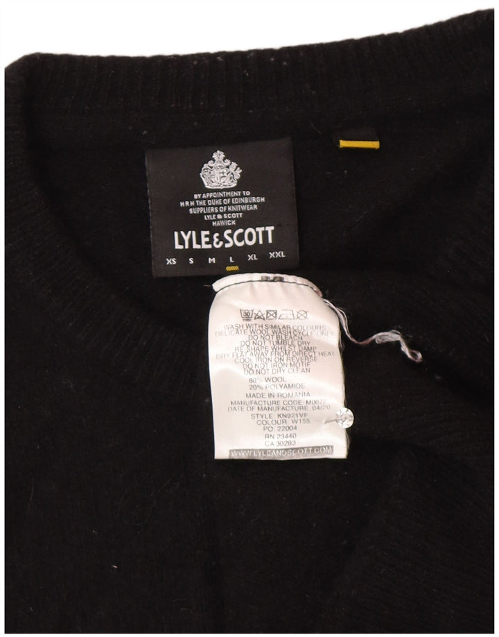 Lyle & Scott Jersey de cuello redondo para mujer UK 46 Large Lana negra