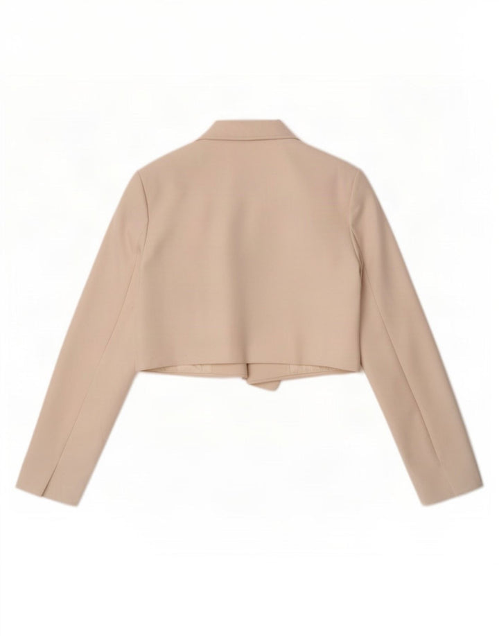 Zara Chaqueta Bolero Abierta para Mujer UK 46 Grande Poliéster Blanco Roto
