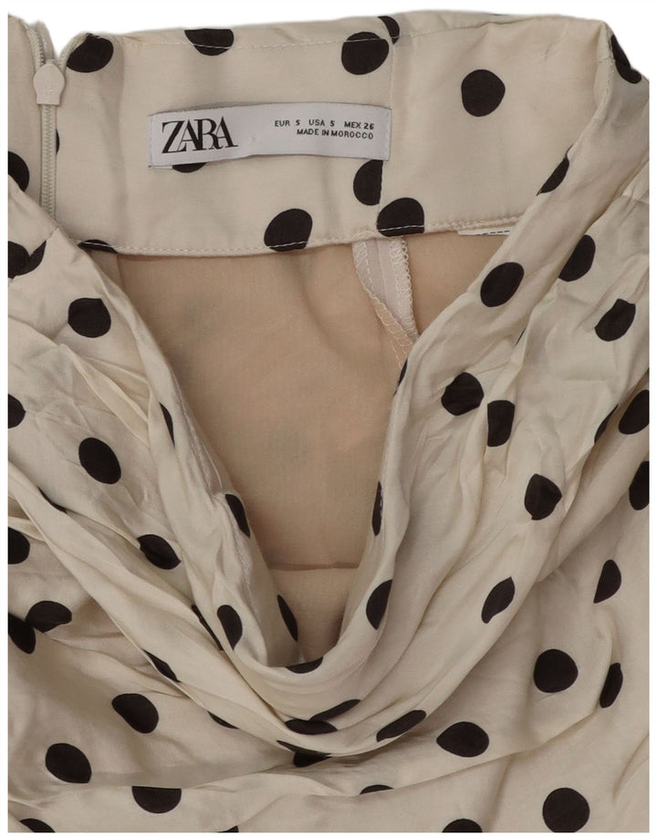 Zara Mujer Falda Volantes Pequeña W26 Lunares Blanco Roto