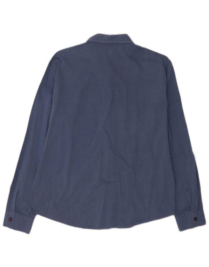 Camisa Benetton Mujer ES 46 Grande Azul Marino Algodón