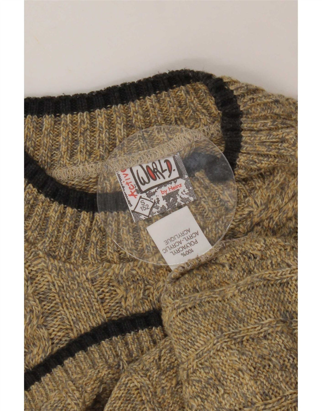 Vintage hombres tortuga cuello jumper suéter pequeño beige poliacrílico