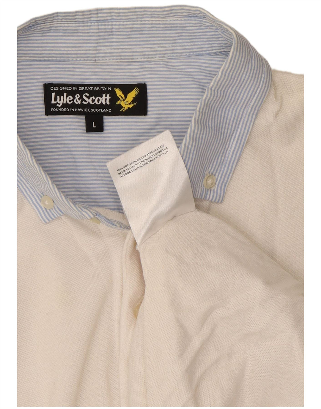 Lyle & Scott Polo para hombre grande de algodón blanco