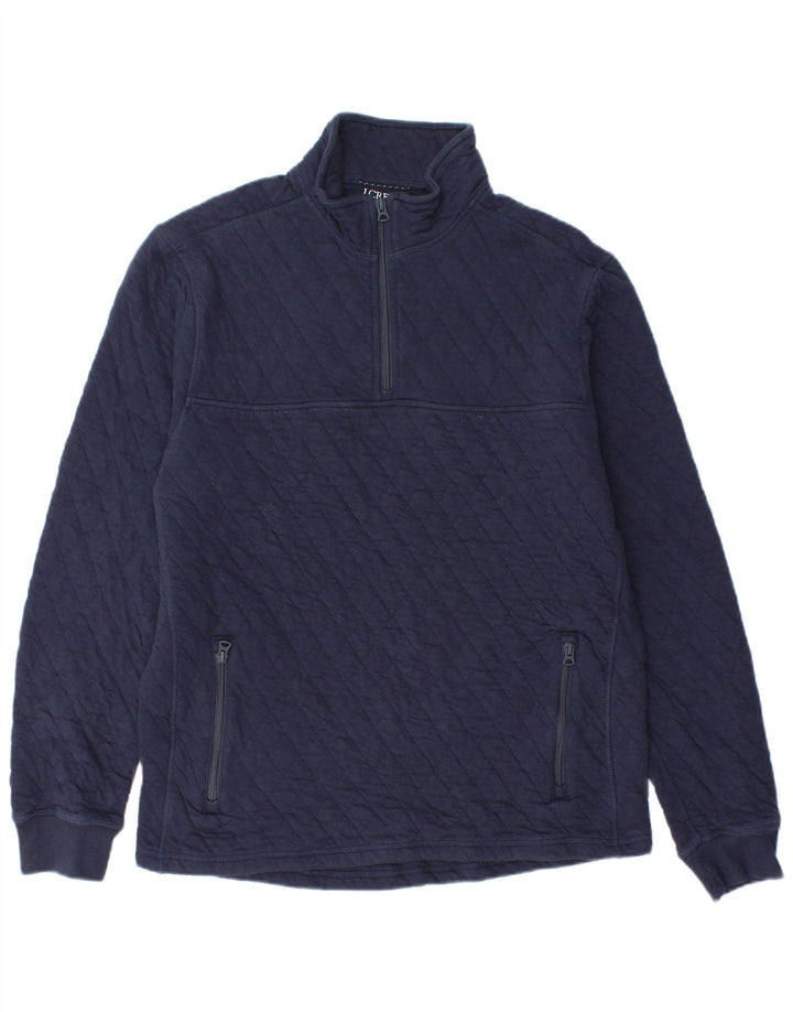 J. Crew - Sudadera con cuello y cremallera para hombre, jersey de algodón azul marino mediano