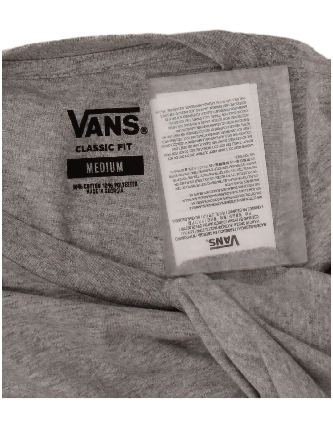 VANS Hombre Classic Fit Camiseta Top Algodón moteado gris medio