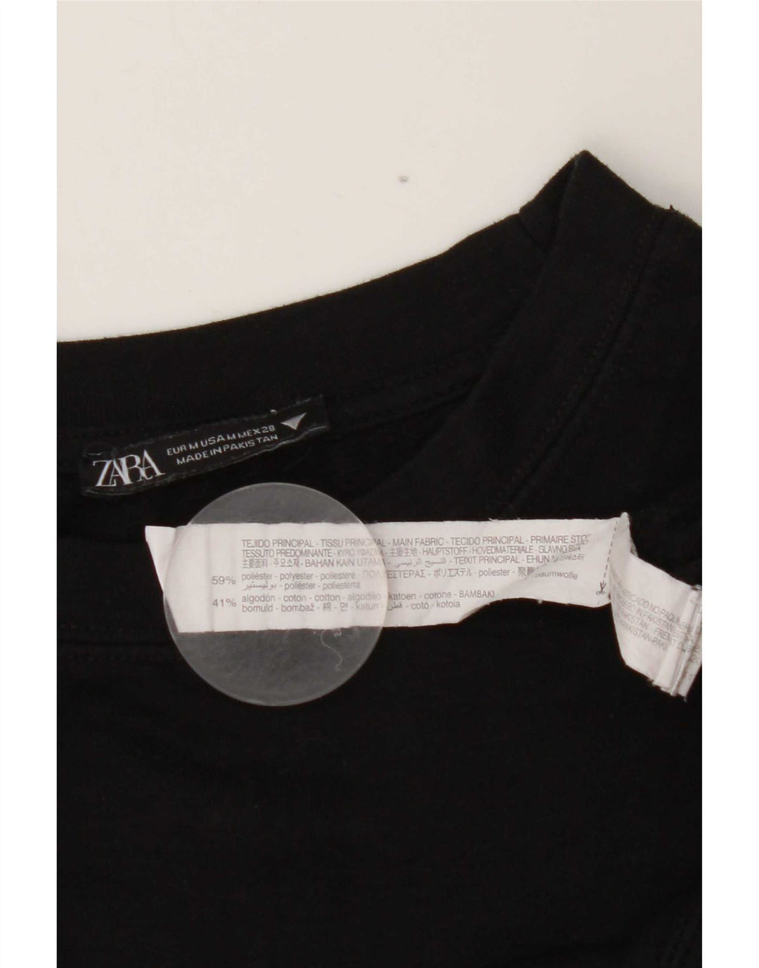 Zara Mujer Crop Sudadera Jumper UK 44 Mediano Negro Poliéster