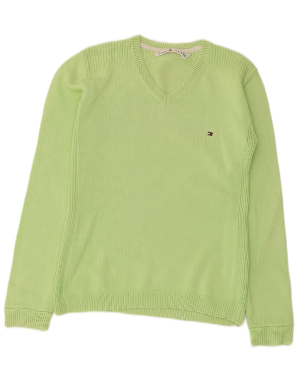 Tommy Hilfiger Suéter con cuello en V para mujer UK 10 Small Green