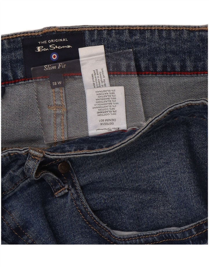 BEN SHERMAN Vaqueros ajustados para hombre W38 L32 Algodón azul