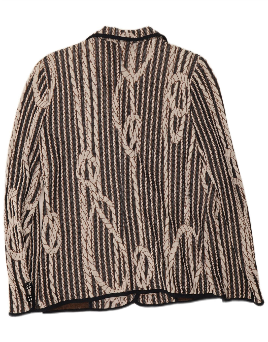 Liola Mujer Chaqueta Blazer De Punto De 3 Botones IT 50 XL Algodón A Rayas Negro