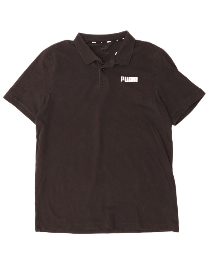PUMA Polo para hombre grande de algodón negro