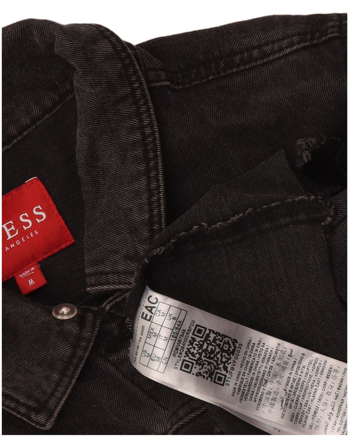 Guess Chaqueta Vaquera Corta Desgastada para Mujer UK 12 Mediana Algodón Negro