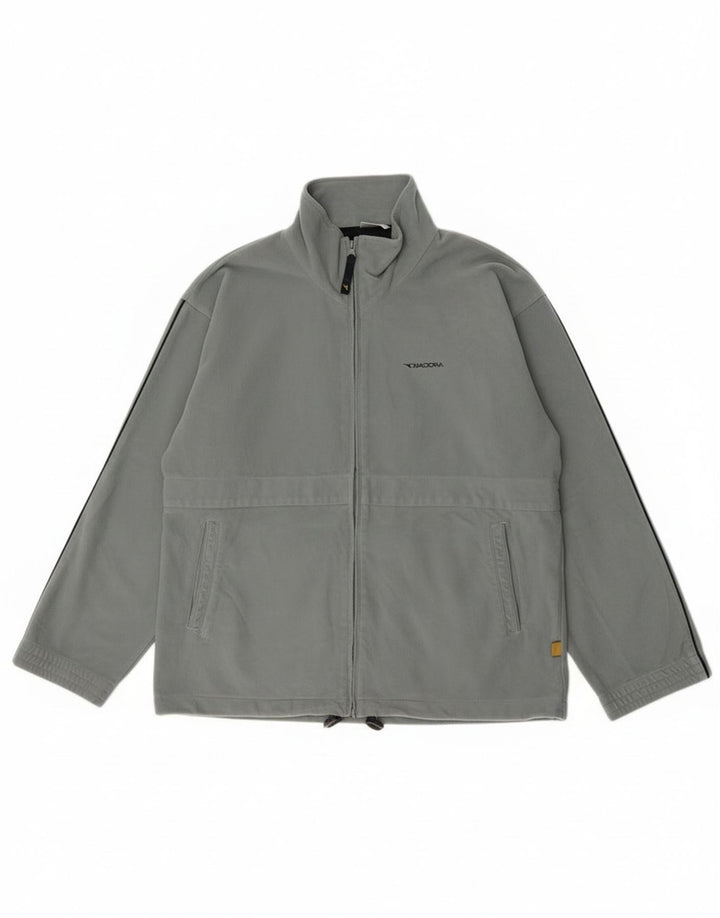 Diadora Chaqueta de chándal de terciopelo para hombre Reino Unido 40 Poliéster gris grande