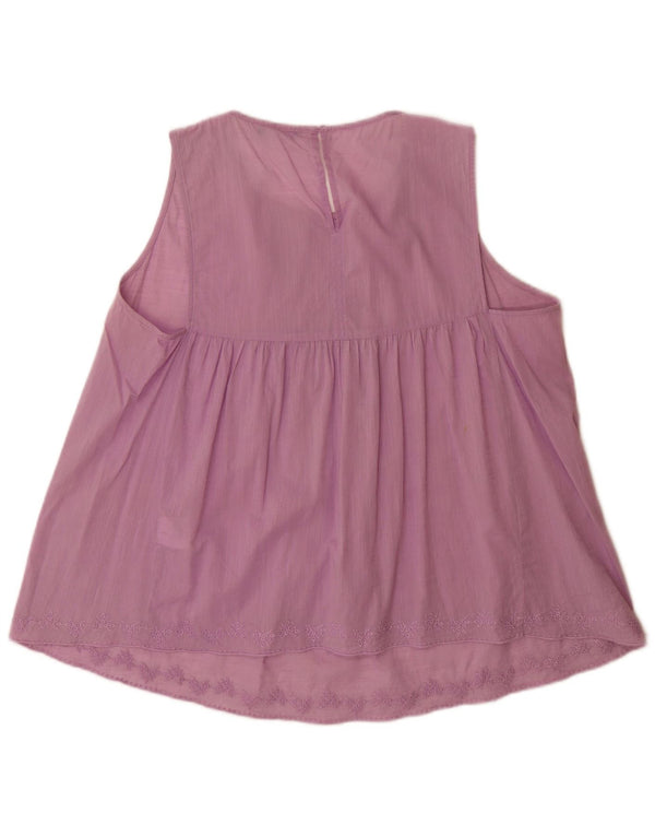 Benetton Blusa Sin Mangas Mujer UK 46 Large Algodón Púrpura