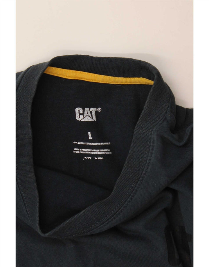 CAT Mens Graphic Top Manga Larga Grande Azul Marino Algodón