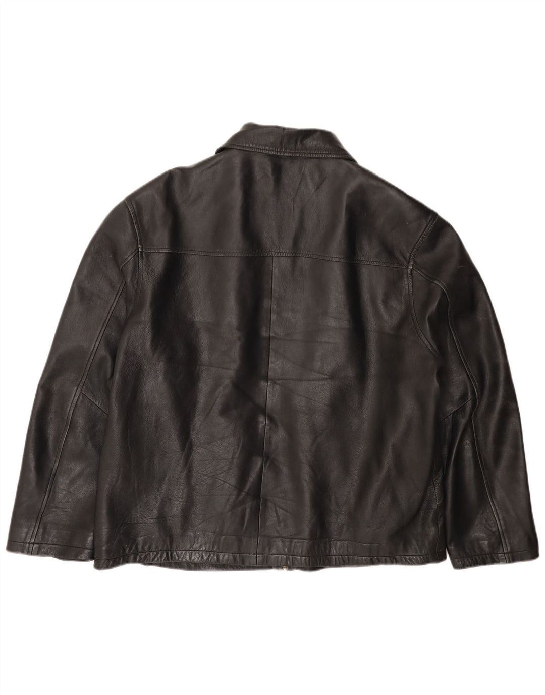VINTAGE Chaqueta de cuero para hombre Reino Unido 44 2XL Negro