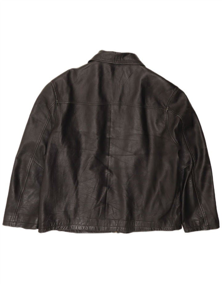 VINTAGE Chaqueta de cuero para hombre Reino Unido 44 2XL Negro