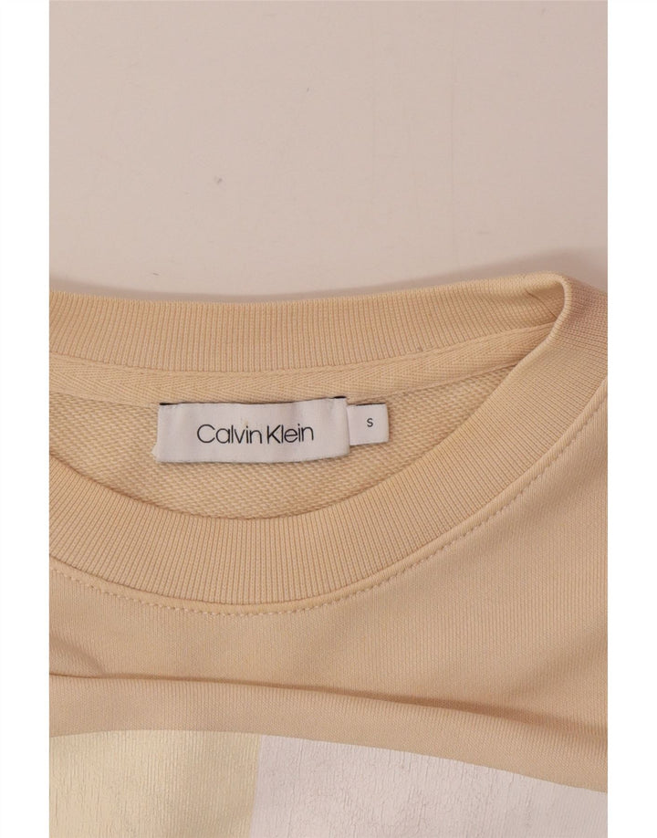 Calvin Klein Sudadera de gran tamaño con gráfico para mujer UK 10 Small Beige
