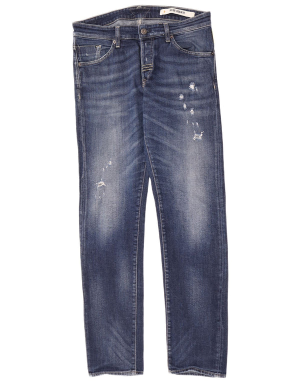 Meltin' Pot Vaqueros ajustados desgastados Melton para hombre W32 L34 Algodón azul