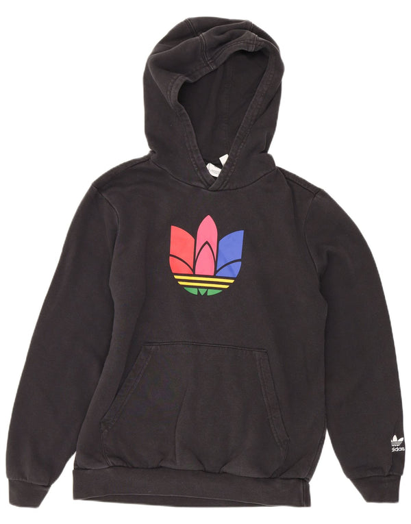 Adidas - Sudadera con capucha para niños, 11-12 años, algodón negro