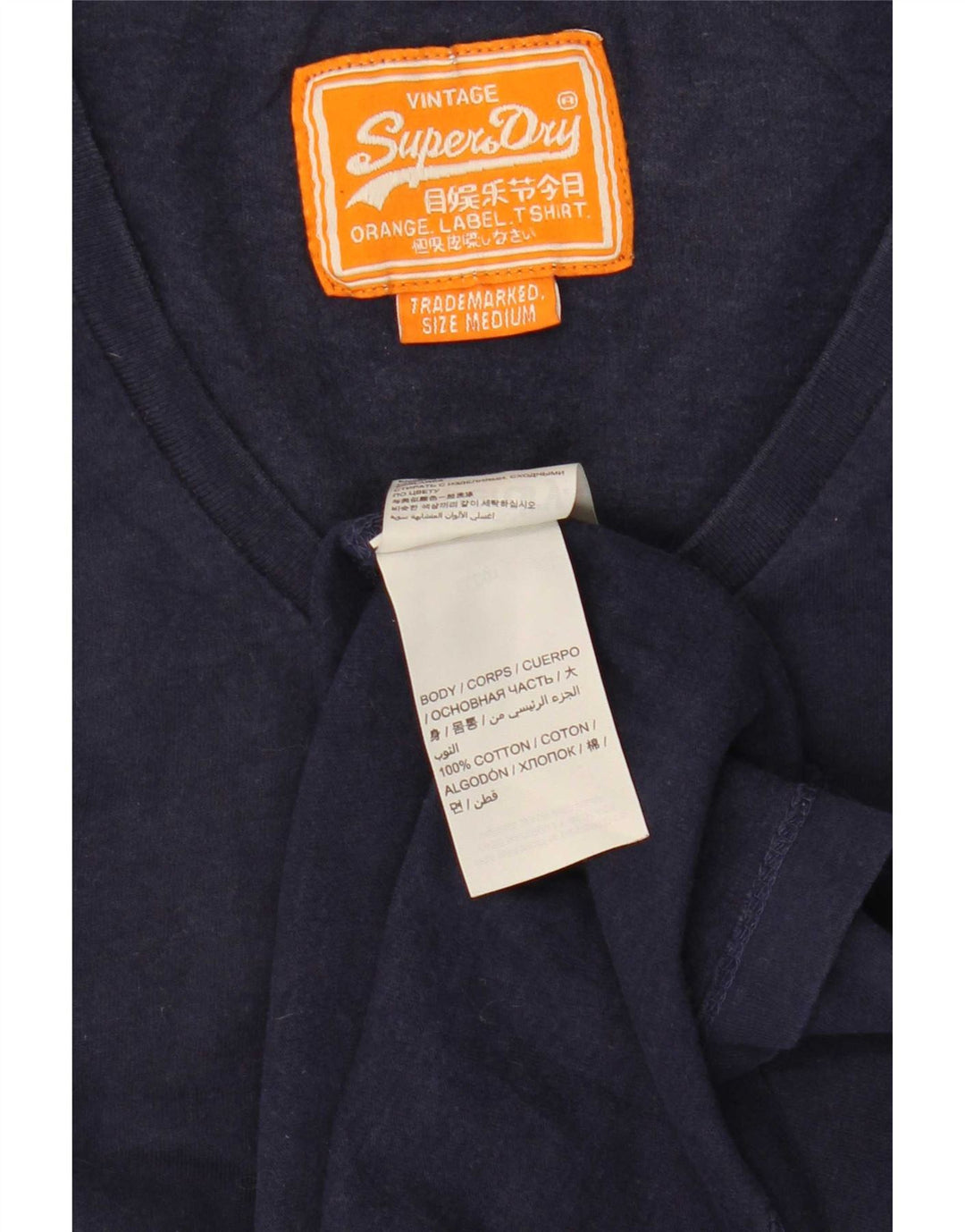 Camiseta Superdry Hombre Top Medium Azul Marino Algodón