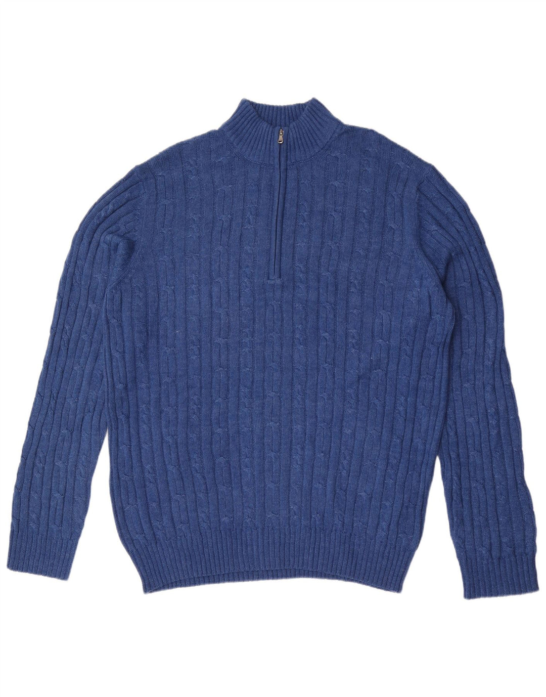 Izod Jersey con cuello y cremallera para hombre, talla grande, algodón azul