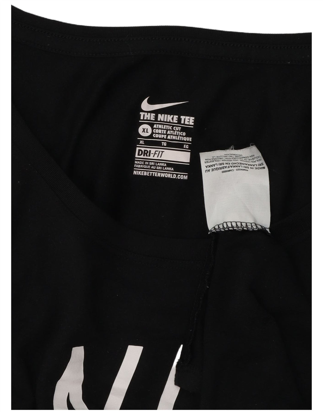 Nike Mujer Athletic Cut Graphic Top Manga Larga UK 40 XL Poliéster Negro