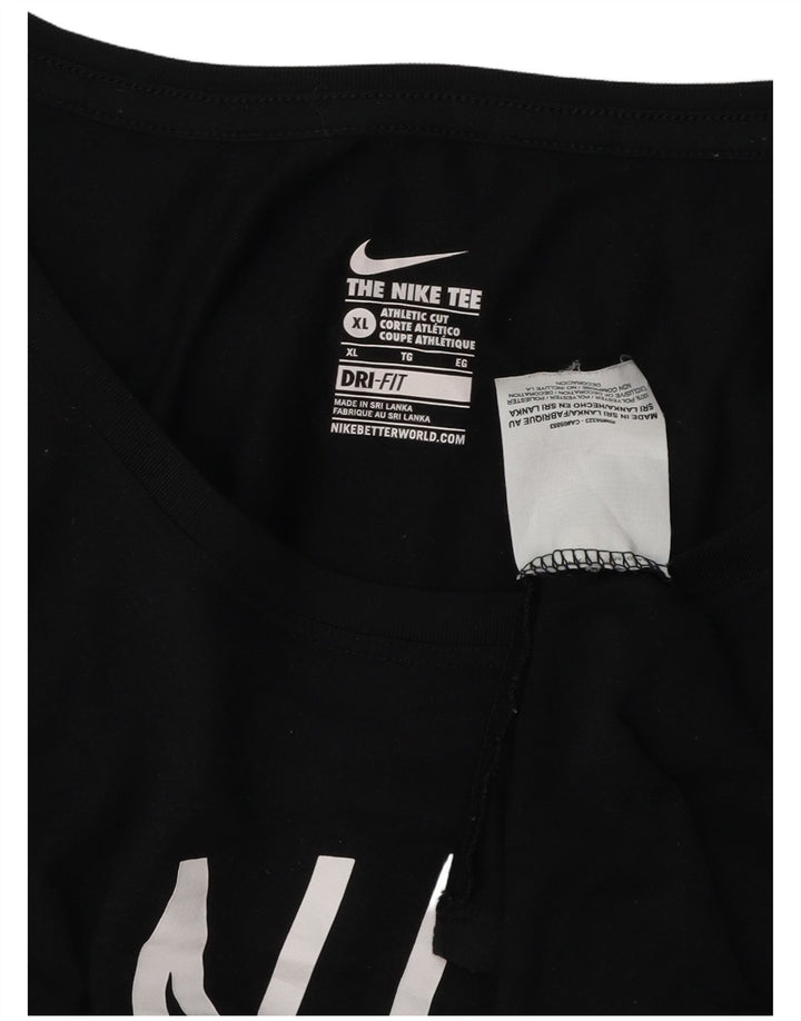 Nike Mujer Athletic Cut Graphic Top Manga Larga UK 40 XL Poliéster Negro