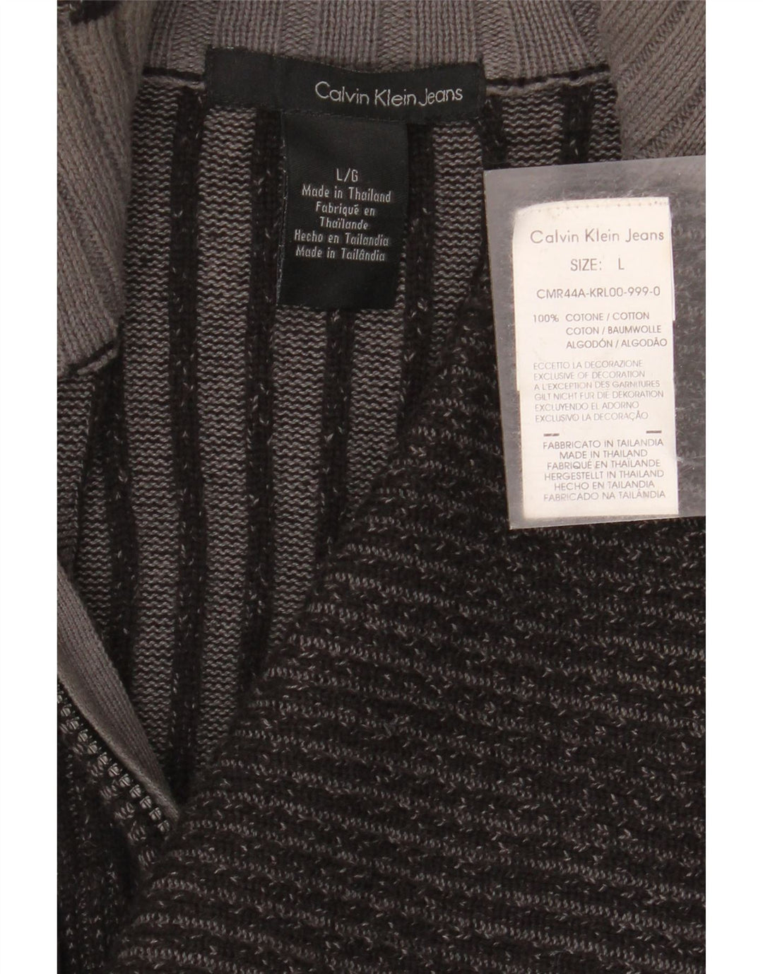 CALVIN KLEIN JEANS Suéter tipo cárdigan para mujer Reino Unido 44 Algodón gris grande