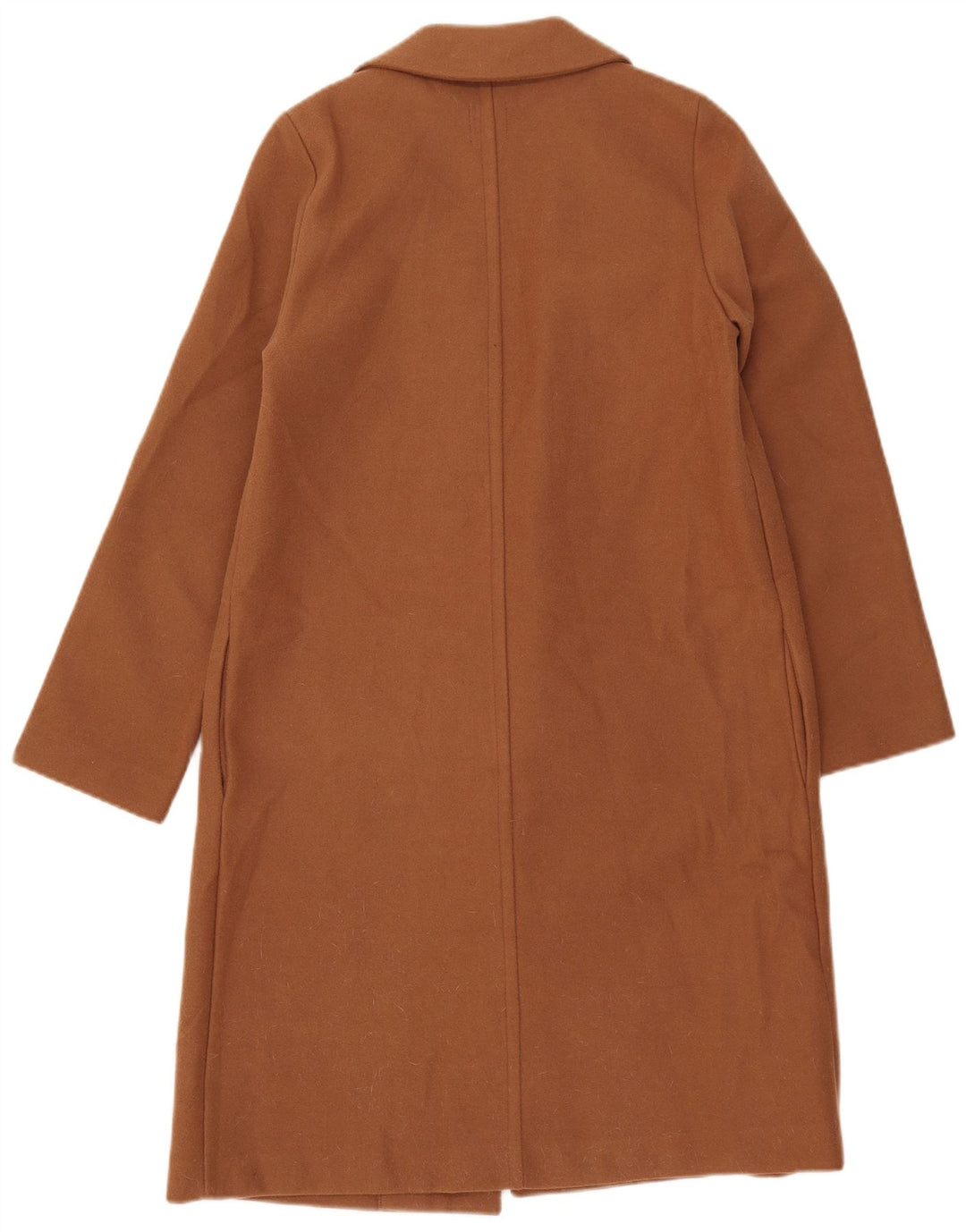 Zara Mujer Abrigo Abierto UK 10 Small Marrón Poliéster