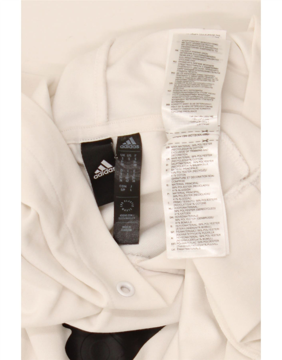 Adidas Sudadera con capucha gráfica para mujer UK 8/10 Small White Poliéster