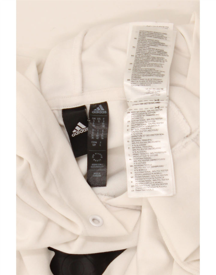 Adidas Sudadera con capucha gráfica para mujer UK 8/10 Small White Poliéster